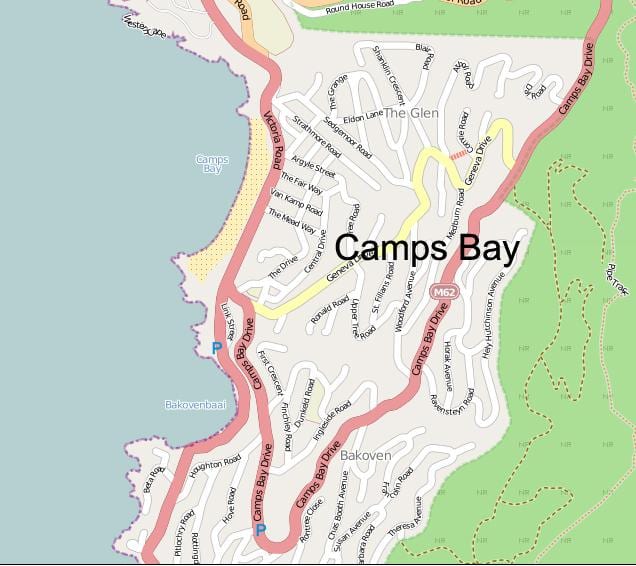 kaart, camps bay, Cape Town