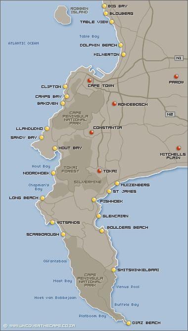 kaart Cape Town beaches