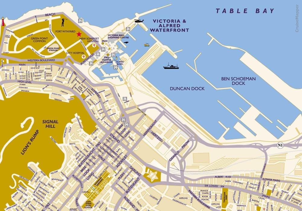kaart Cape Town cruise terminal