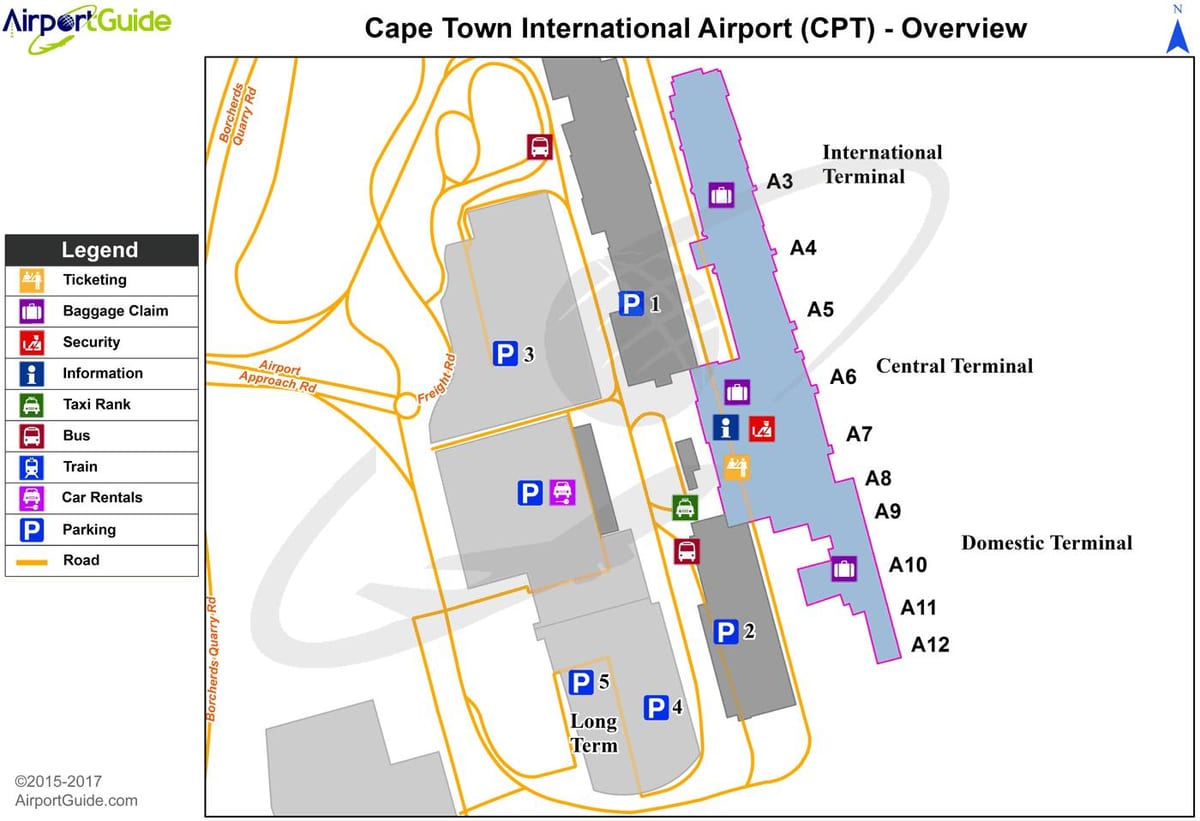 Cape Town rahvusvaheline lennujaam kaart