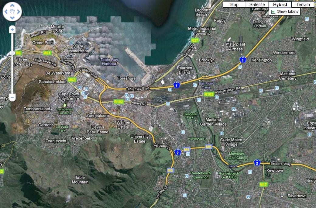 kaart Cape Town satellite