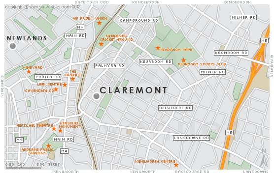 kaart claremont Cape Town