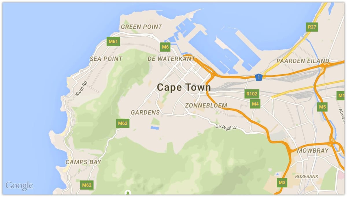kaart de waterkant Cape Town
