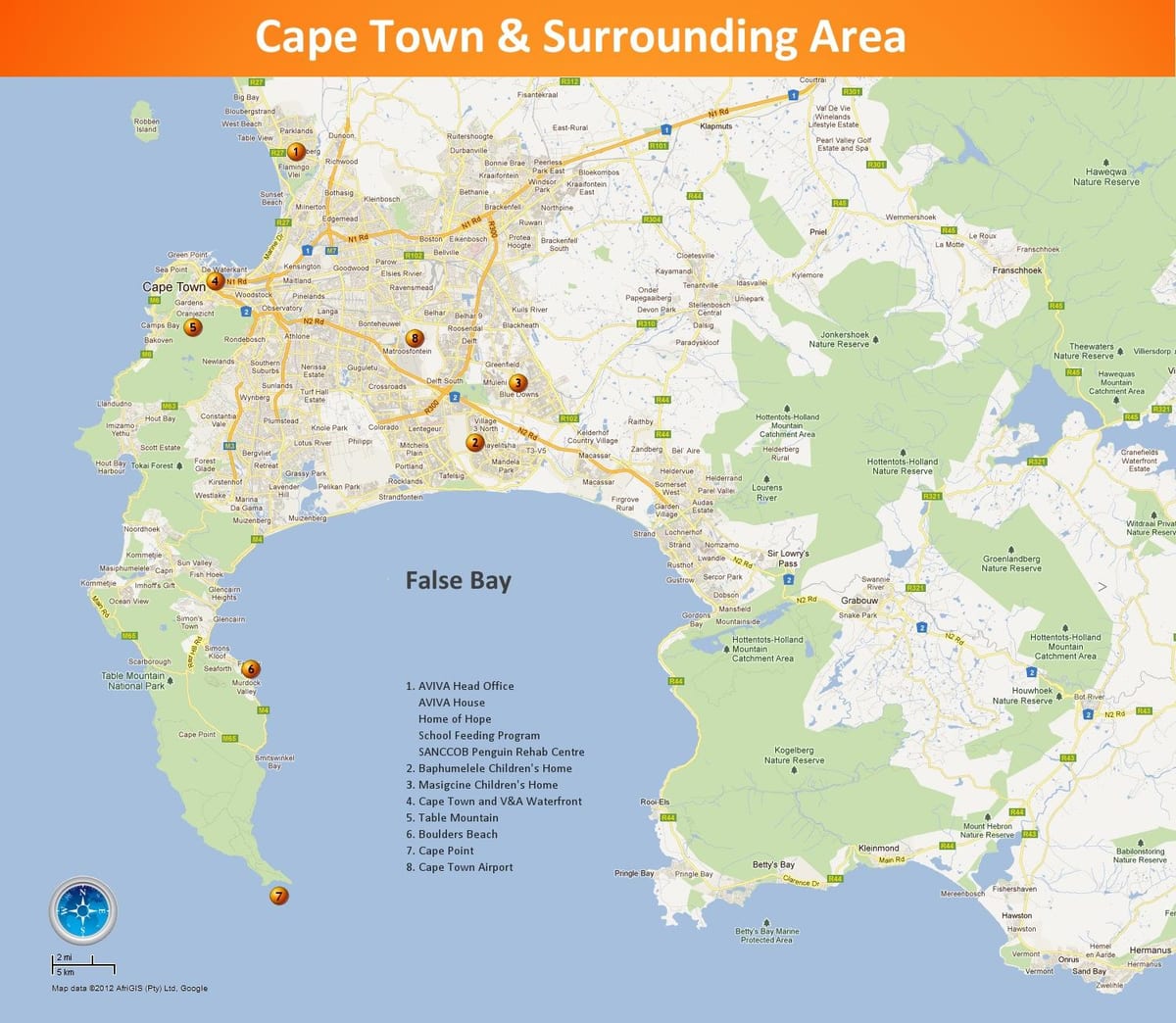 kaart Cape Town & ümbritsevatel aladel