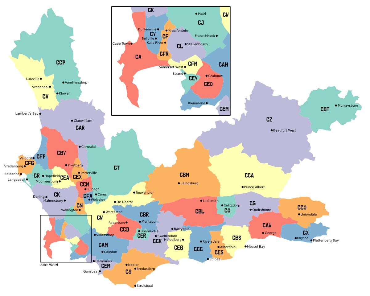 kaart western cape äärelinnas