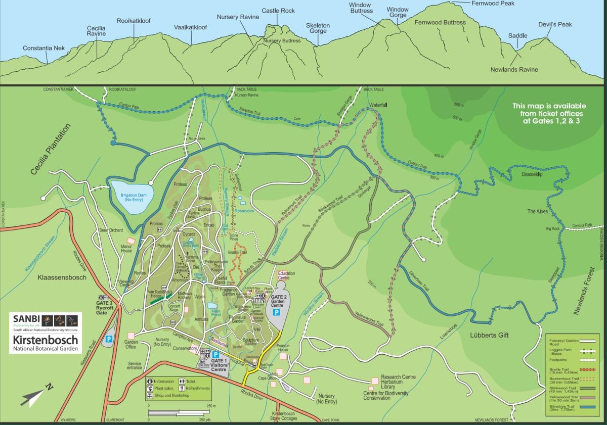 kirstenbosch botaanikaaed kaart