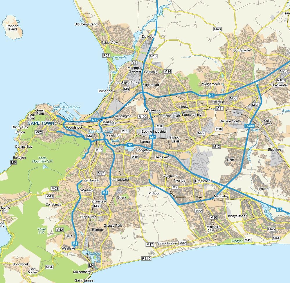 kaart langa Cape Town