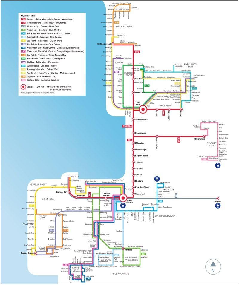 myciti bussi marsruudi kaardil