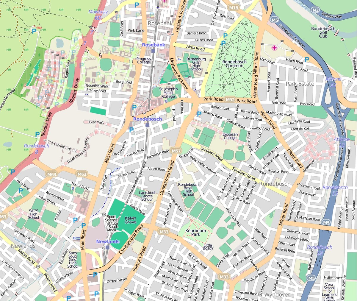 kaart rondebosch Cape Town