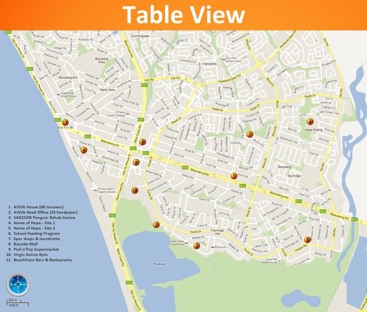 kaart laua vaade Cape Town