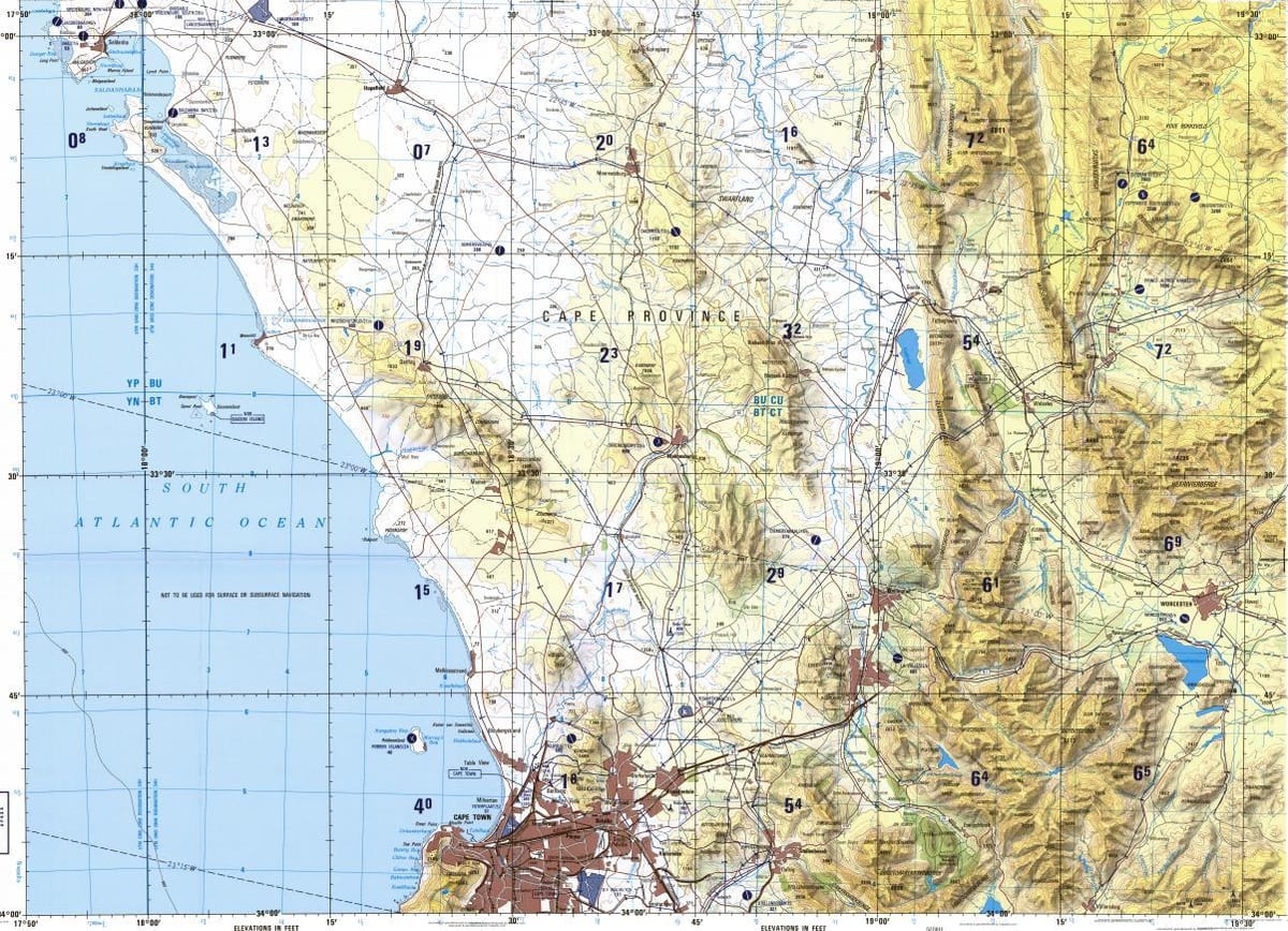 Cape Town topograafiline kaart