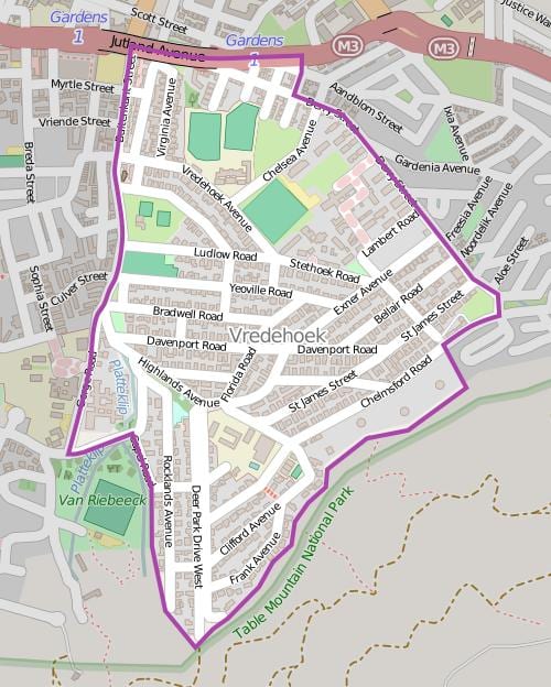 kaart vredehoek Cape Town