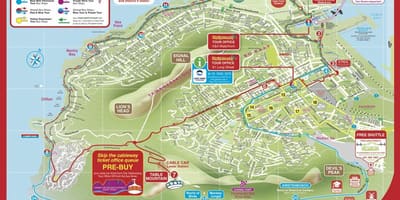 Kaart Cape Town city hop on hop off bussiekskursioon
