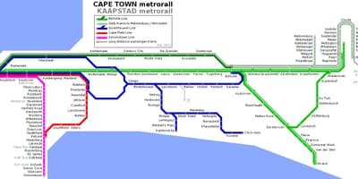 Kaart Cape Town metroo