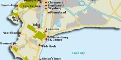 Cape Town linnaosade kaart