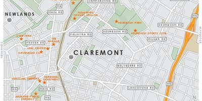 Kaart claremont Cape Town