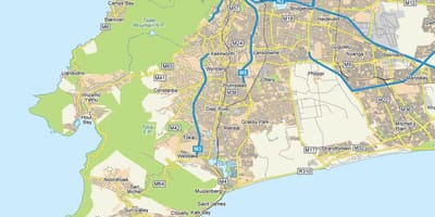 Kaart diep jõe Cape Town