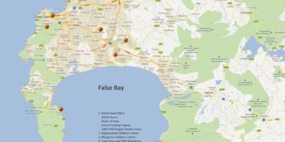 Kaart Cape Town area, Lõuna-Aafrika vabariik