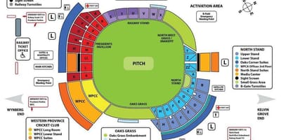 Newlands kriketi staadion kaart