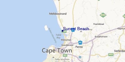 Kaart sunset beach-Cape Town