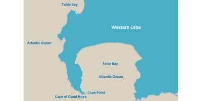 Kaart table bay, Lõuna-Aafrika vabariik