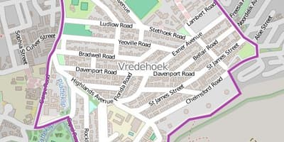 Kaart vredehoek Cape Town